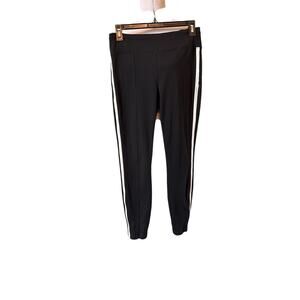 Athleta Jogging Pants Womens Activewear Joggers Black White Stripe Pullon Waist